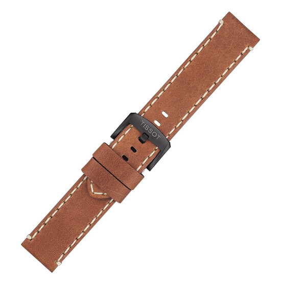 Brązowy pasek Tissot z czarną klamerką, szerokość 22 mm