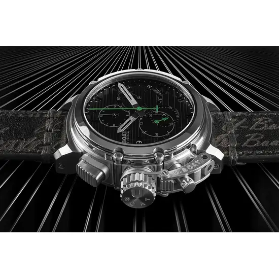 Zegarek męski z czarną tarczą i paskiem skórzanym U-BOAT Chimera Chrono Black
