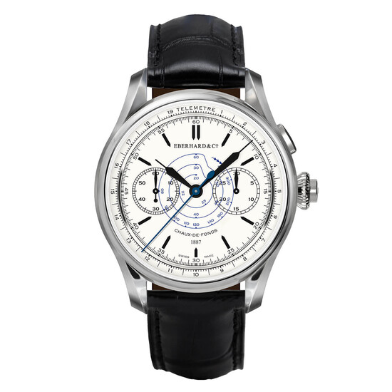 Limitowany zegarek męski Eberhard z chronografem i paskiem skórzanym