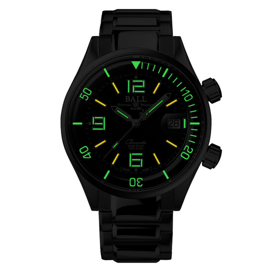 Podświetlony mikrorurkami z gazem zegarek Ball