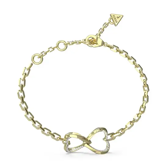 Pozłacana bransoletka z połączonymi sercami Guess