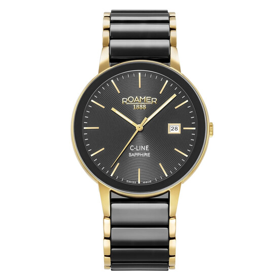 Elegancki, złoto-czarny zegarek męski Roamer C-Line na bransolecie