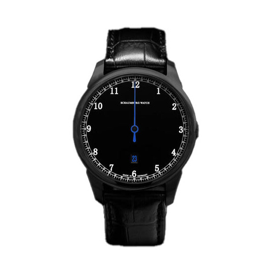 Męski zegarek Schaumburg Gnomonik z jedną wskazówką na czarnej tarczy