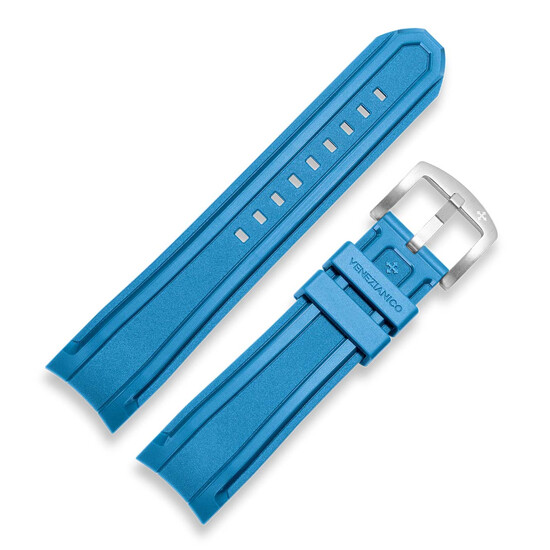 Gumowy pasek do zegarka Venezianico szerokość 22 mm błękitny, jasnoniebieski
