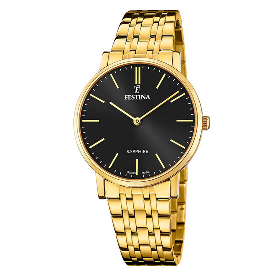 Pozłacany zegarek męski Festina Swiss Made na bransolecie