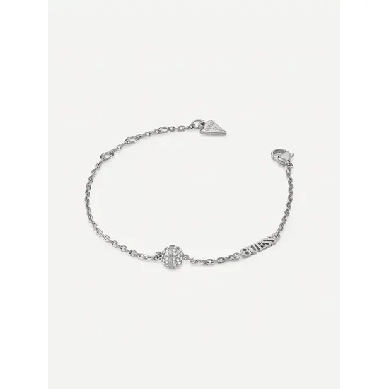 Srebrna stalowa bransoletka z kulką wysadzaną cyrkoniami Guess Calypso