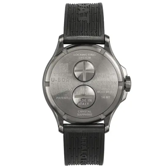 Stalowy dekiel w zegarku U-BOAT Darkmoon 44 mm Green SS Soleil 8702