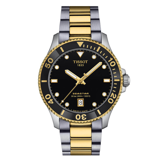 Nurkowy zegarek męski na bransolecie bicolor Tissot Seastar 1000 40mm