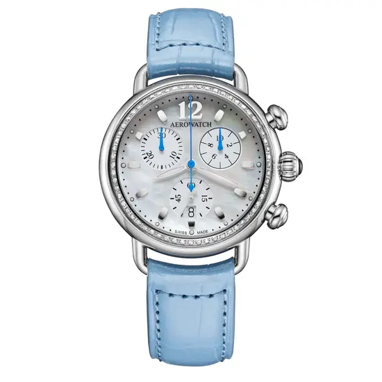 Zegarek damski Aerowatch Chronolady 1942 Pastel Blue A 81105 AA01 DIA z diamentami