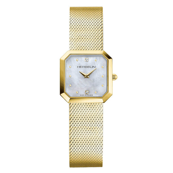 Elegancki zegarek pozłacany na bransoletce Herbelin Octogone