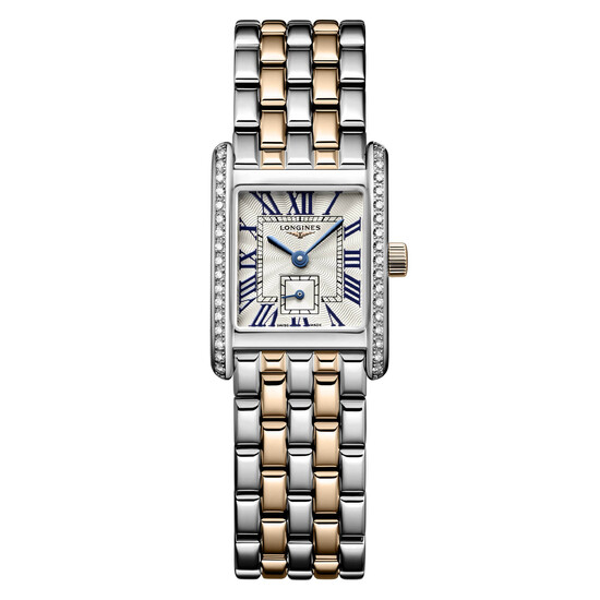 Damski zegarek z diamentami Longines DolceVita Mini na bransolecie z nakładkami 200 z 18-karatowego różowego złota