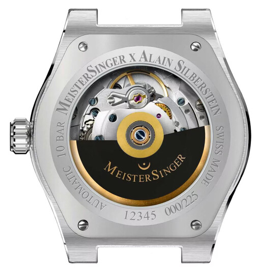 Transparentny dekiel zegarka MeisterSinger X Alain Silberstein