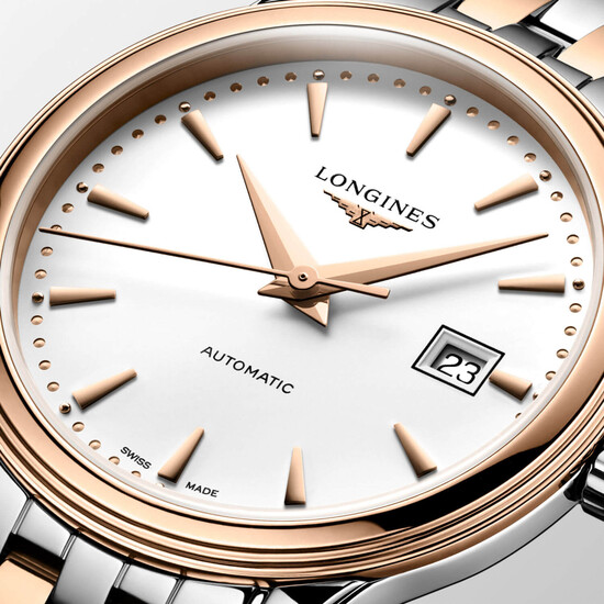 Biała tarcza zegarka Longines Flagship