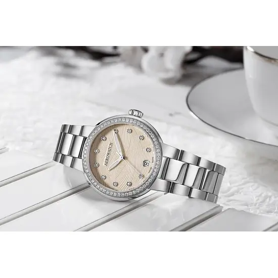Zegarek z beżową tarczą Aerowatch Harmonie Automatic A 60106 AA02 DIA M