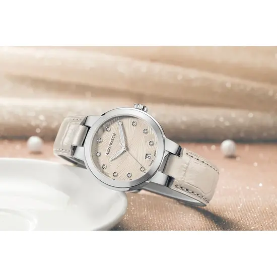 Beżowy zegarek dla pań Aerowatch Harmonie Automatic A 60106 AA02