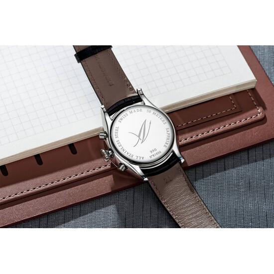 Dekiel, tył zegarka z miejscem na grawer Aerowatch Les Grandes Classiques Chrono Moon Phase A 78990 AA04