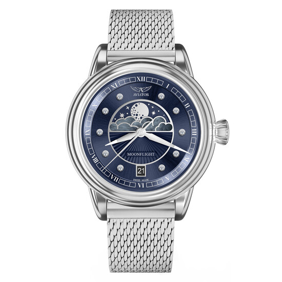 Damski zegarek Aviator Moonflight Diamond Edition na bransolecie