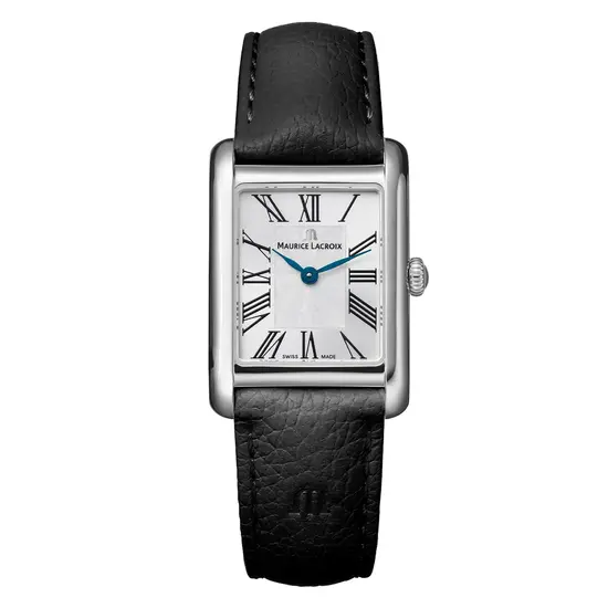 Klasyczny zegarek damski na czarnym skórzanym pasku Maurice Lacroix Fiaba Square
