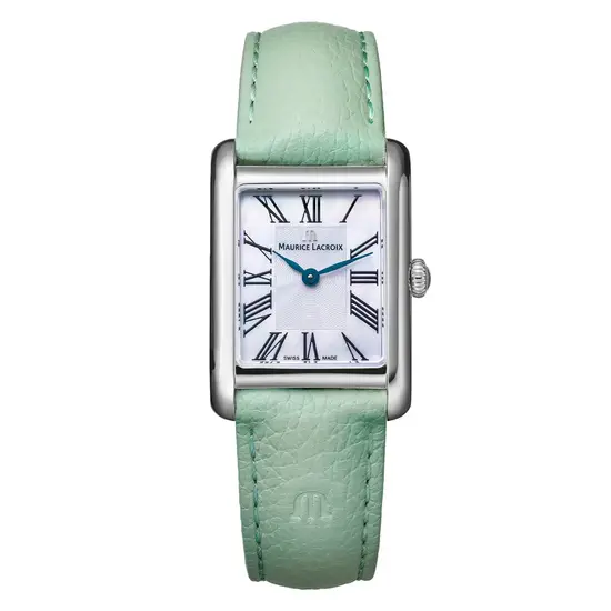 Zegarek damski na pasku skórzanym zielonym Maurice Lacroix Fiaba Square