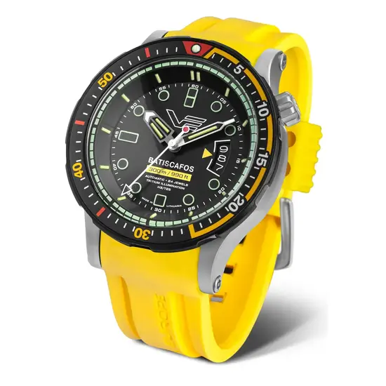 Zegarek męski na pasku gumowym żółtym Vostok Europe