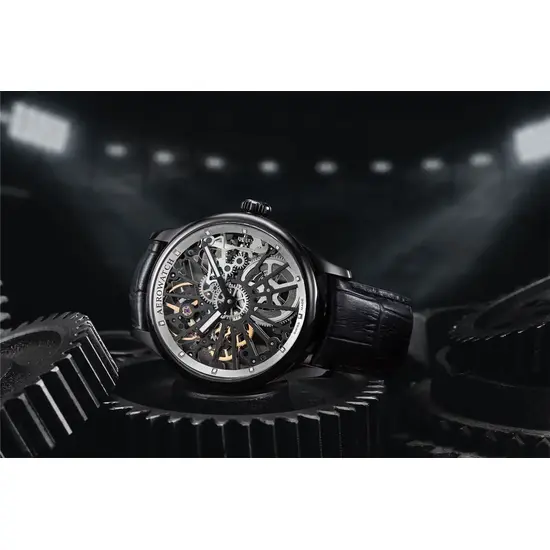 Zegarek ze srebrną tarczą Aerowatch Renaissance Skeleton Wheel A 50981 NO25