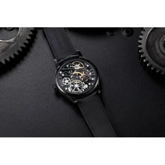 Przeszklony dekiel w zegarku Aerowatch Renaissance Skeleton Wheel A 50981 NO25