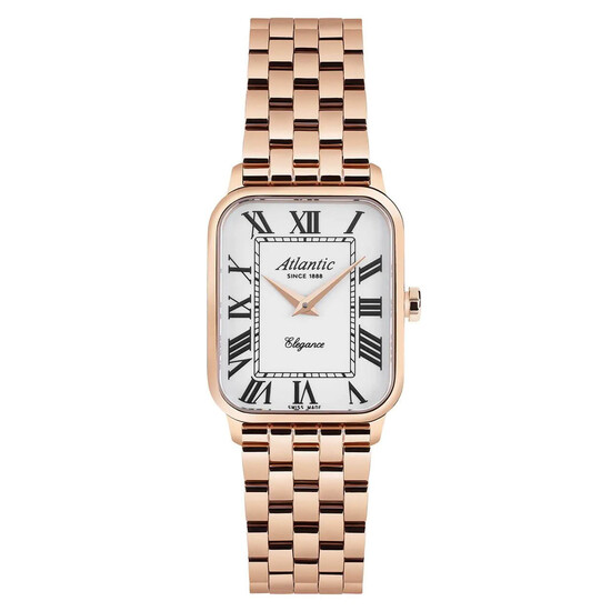 Pozłacany zegarek prostokątny Atlantic na bransolecie dla kobiet