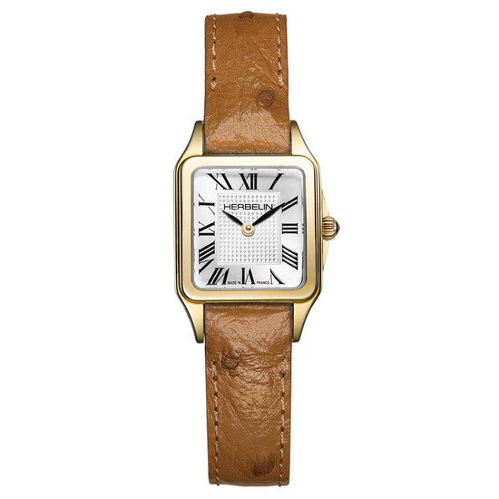 Pozłacany zegarek damski Herbelin na pasku skórzanym