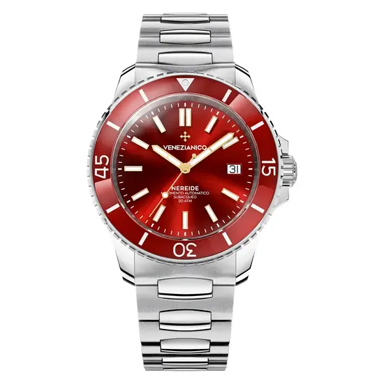 Zegarek męski z czerwoną tarczą Venezianico Nereide