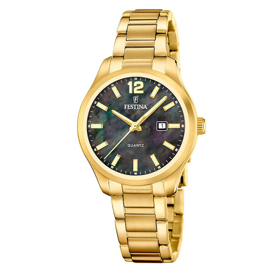 Pozłacany zegarek damski Festina na bransolecie