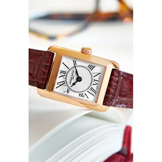 Biała tarcza w zegarku Frederique Constant Carree Ladies FC-200MC24