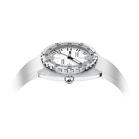 Biały pasek gumowy w zegarku Doxa SUB 750T Whitepearl 825.10.011.23