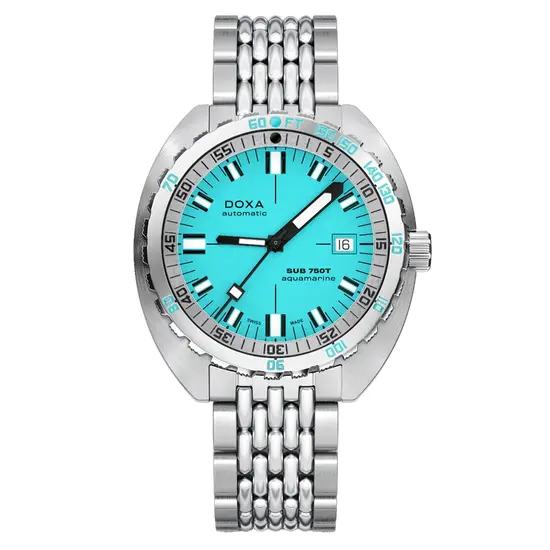 Zegarek nurkowy Doxa SUB 750T Aquamarine 825.10.241.10 z turkusową tarczą