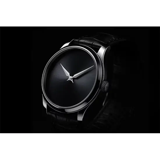 Czarna zdobiona tarcza w zegarku Schaumburg Purista Swarz SCH-PURS