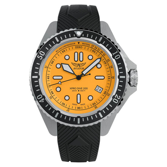 Męski zegarek nurkowy Aviator XPRO DIVE 200 na pasku gumowym