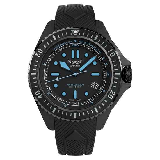Męski zegarek nurkowy Aviator XPRO DIVE 200 na pasku gumowym