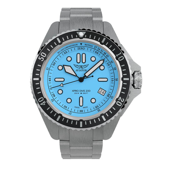 Męski zegarek nurkowy Aviator XPRO DIVE 200 na bransolecie