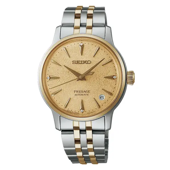 Zegarek damski Seiko Presage Frozen Daiquiri Diamond SRPL64J1 z tarczą w kolorze złotym