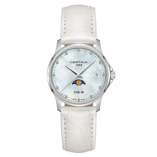 Zegarek damski Certina DS-8 Moonphase Lady C045.223.16.131.00, Wersja: biała 