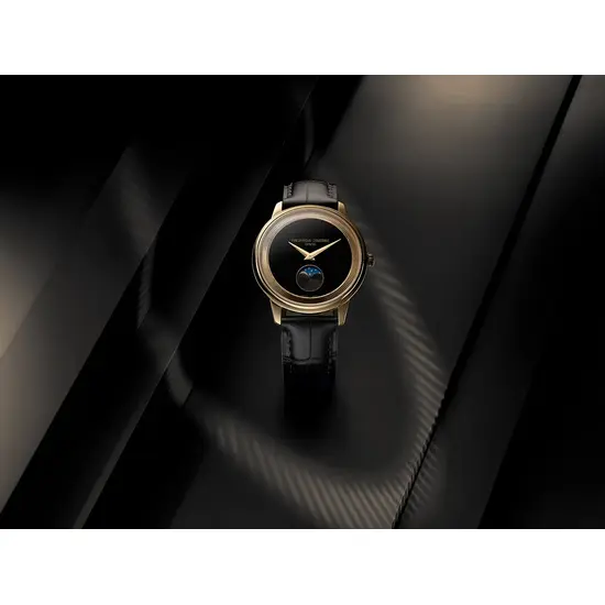 Zegarek Frederique Constant Classics Moneta Moonphase FC-206B3S5 z czarnym paskiem