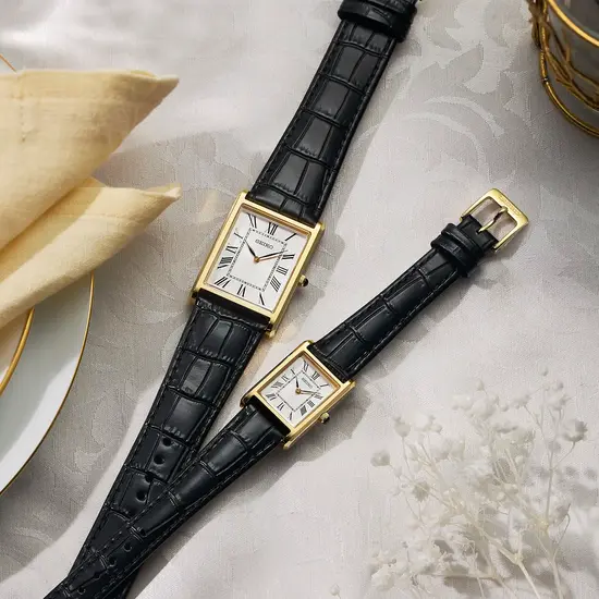 Prostokątne zegarki Seiko damski i męski