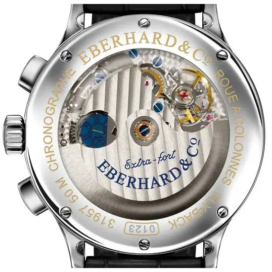 Przeszklony dekiel w zegarku Eberhard Extra-Fort Chronograph 31957.01 CA99
