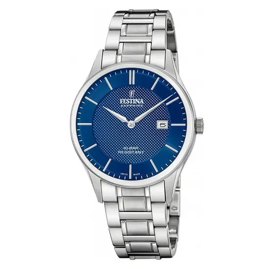 Męski zegarek Festina Swiss Made z niebieską tarczą
