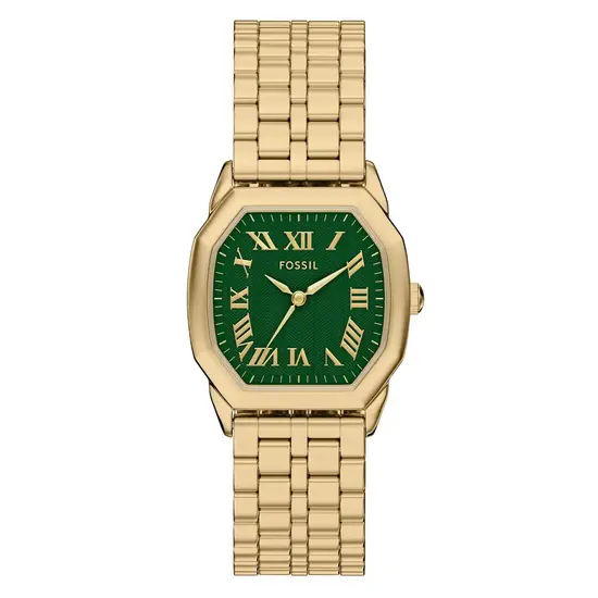 Pozłacany zegarek damski Fossil z kwadratową kopertą