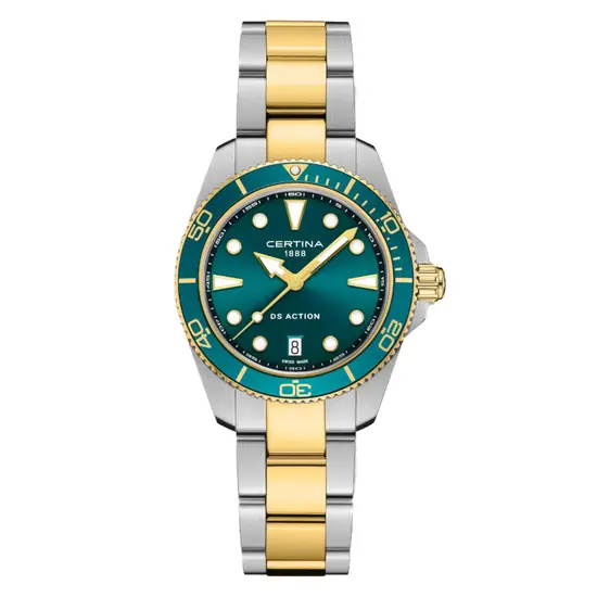 Zegarek damski Certina DS Action Diver C048.210.22.091.00 z zieloną tarczą