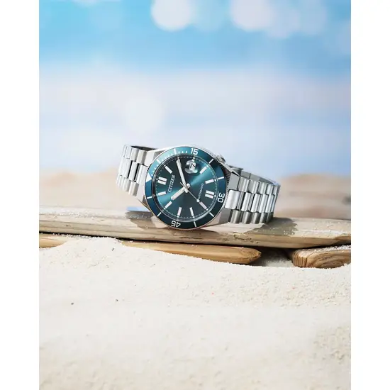 Zegarek Citizen Tsuyosa Shore NJ0231-56L z zieloną tarczą