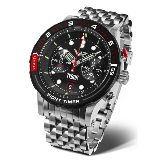 Vostok Europe Batiscafos Chrono Tybur Fight Timer Edition 6S21-511ES14B na stalowej bransolecie