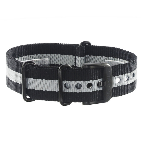 Pasek Certina C604020494 NATO czarny z szarym pasem