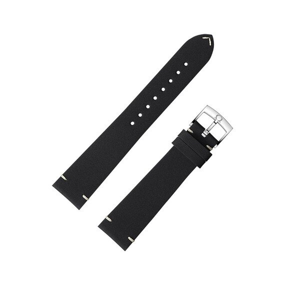 Czarny pasek Omega 19 mm ze stalową klamerką