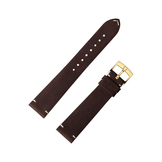 Brązowy pasek Omega 19 mm ze złotą klamerką
